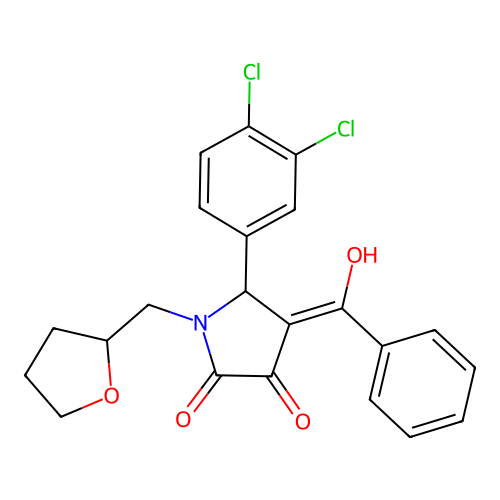 4-benzoyl-5-(3,4-dichlorophenyl)-3-hydroxy-1-[(oxolan-2-yl)methyl]-2,5-dihydro-1H-pyrrol-2-one structure