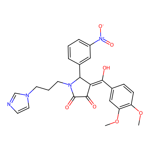 1-(3-(1H-Imidazol-1-yl)propyl)-4-(3,4-dimethoxybenzoyl)-3-hydroxy-5-(3-nitrophenyl)-1H-pyrrol-2(5H)-one structure