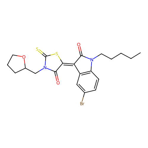 5-(5-Bromo-2-oxo-1-pentylindolin-3-ylidene)-3-((tetrahydrofuran-2-yl)methyl)-2-thioxothiazolidin-4-one structure