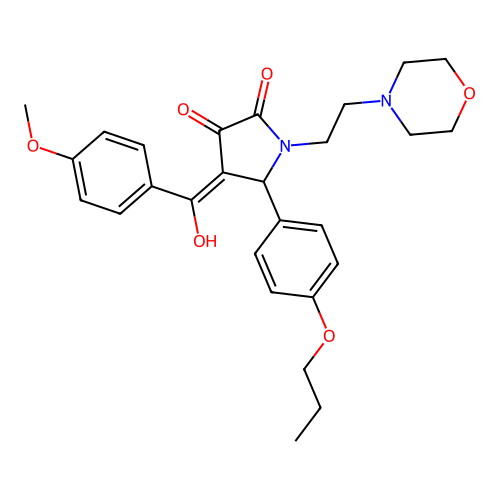 (4E)-4-[hydroxy-(4-methoxyphenyl)methylidene]-1-(2-morpholin-4-ylethyl)-5-(4-propoxyphenyl)pyrrolidine-2,3-dione structure
