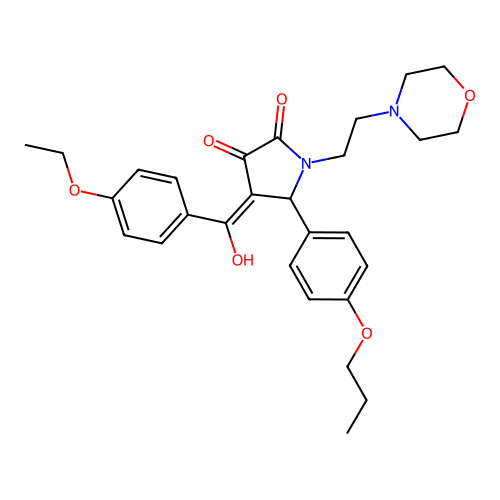 (4E)-4-[(4-ethoxyphenyl)-hydroxymethylidene]-1-(2-morpholin-4-ylethyl)-5-(4-propoxyphenyl)pyrrolidine-2,3-dione structure