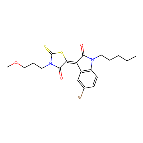 5-(5-Bromo-2-oxo-1-pentylindolin-3-ylidene)-3-(3-methoxypropyl)-2-thioxothiazolidin-4-one structure