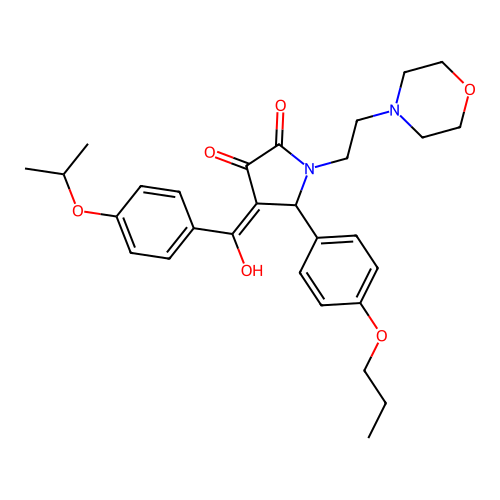 (4E)-4-[hydroxy-(4-propan-2-yloxyphenyl)methylidene]-1-(2-morpholin-4-ylethyl)-5-(4-propoxyphenyl)pyrrolidine-2,3-dione structure