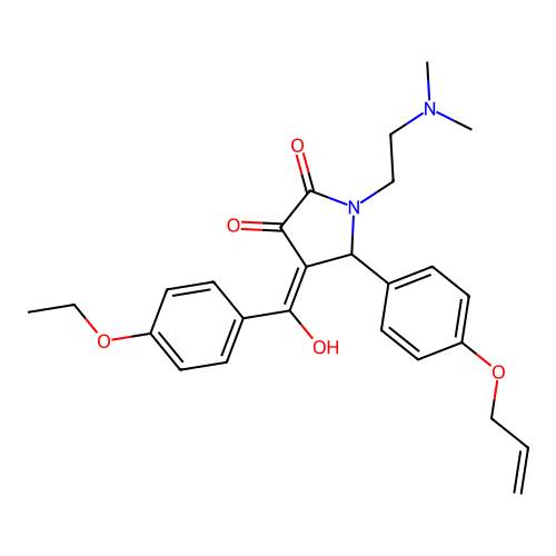 (4E)-1-(2-dimethylaminoethyl)-4-[(4-ethoxyphenyl)-hydroxymethylidene]-5-(4-prop-2-enoxyphenyl)pyrrolidine-2,3-dione structure