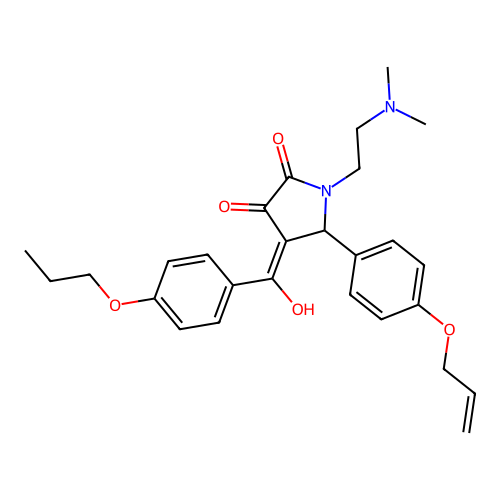 (4E)-1-(2-dimethylaminoethyl)-4-[hydroxy-(4-propoxyphenyl)methylidene]-5-(4-prop-2-enoxyphenyl)pyrrolidine-2,3-dione structure