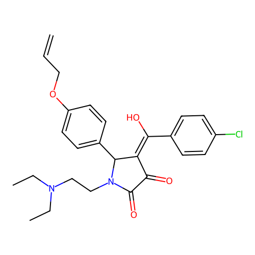 (4E)-4-[(4-chlorophenyl)-hydroxymethylidene]-1-(2-diethylaminoethyl)-5-(4-prop-2-enoxyphenyl)pyrrolidine-2,3-dione structure