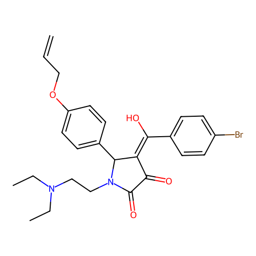 (4E)-4-[(4-bromophenyl)-hydroxymethylidene]-1-(2-diethylaminoethyl)-5-(4-prop-2-enoxyphenyl)pyrrolidine-2,3-dione structure