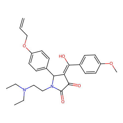 (4E)-1-(2-diethylaminoethyl)-4-[hydroxy-(4-methoxyphenyl)methylidene]-5-(4-prop-2-enoxyphenyl)pyrrolidine-2,3-dione structure