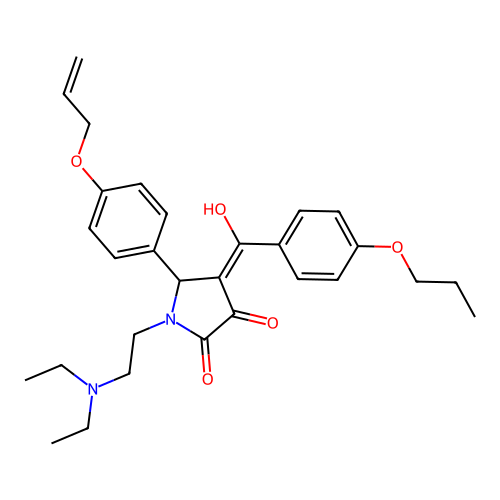 (4E)-1-(2-diethylaminoethyl)-4-[hydroxy-(4-propoxyphenyl)methylidene]-5-(4-prop-2-enoxyphenyl)pyrrolidine-2,3-dione structure