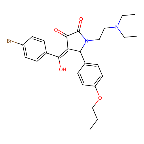 (4E)-4-[(4-bromophenyl)-hydroxymethylidene]-1-(2-diethylaminoethyl)-5-(4-propoxyphenyl)pyrrolidine-2,3-dione structure