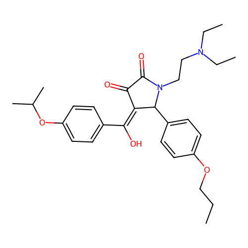 (4E)-1-(2-diethylaminoethyl)-4-[hydroxy-(4-propan-2-yloxyphenyl)methylidene]-5-(4-propoxyphenyl)pyrrolidine-2,3-dione structure