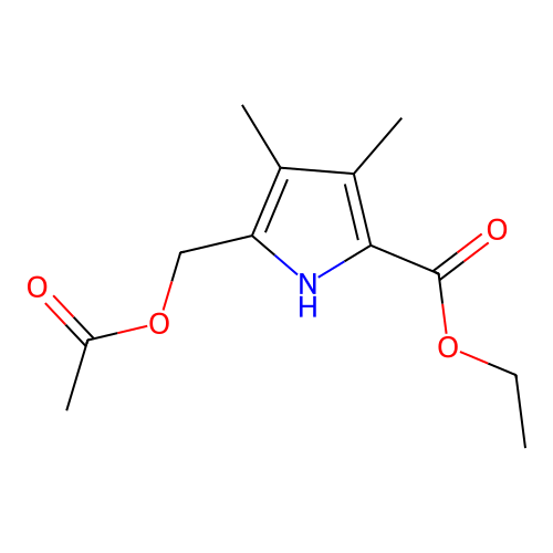 Ethyl 5-[(acetyloxy)methyl]-3,4-dimethyl-1H-pyrrole-2-carboxylate structure
