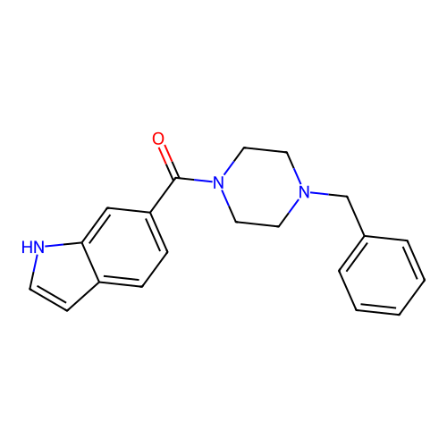 (4-benzylpiperazin-1-yl)(1H-indol-6-yl)methanone structure