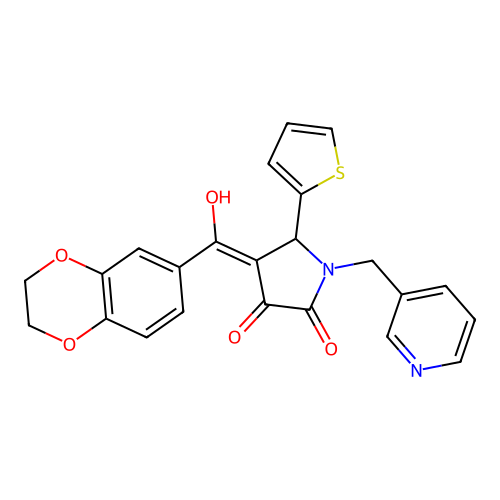 4-(2,3-dihydro-1,4-benzodioxine-6-carbonyl)-3-hydroxy-1-[(pyridin-3-yl)methyl]-5-(thiophen-2-yl)-2,5-dihydro-1H-pyrrol-2-one structure