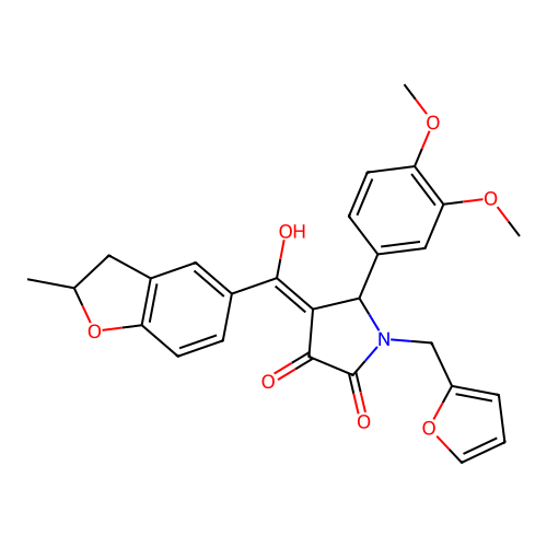 5-(3,4-dimethoxyphenyl)-1-[(furan-2-yl)methyl]-3-hydroxy-4-(2-methyl-2,3-dihydro-1-benzofuran-5-carbonyl)-2,5-dihydro-1H-pyrrol-2-one structure