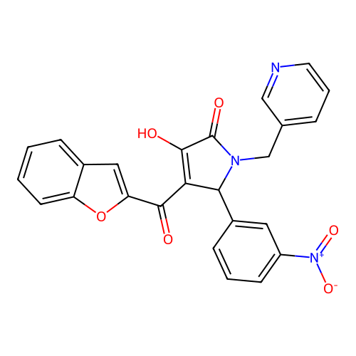 3-(1-benzofuran-2-carbonyl)-4-hydroxy-2-(3-nitrophenyl)-1-(pyridin-3-ylmethyl)-2H-pyrrol-5-one structure