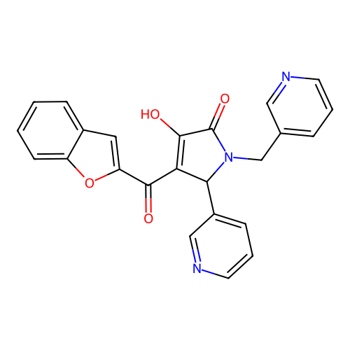 4-(benzofuran-2-carbonyl)-3-hydroxy-5-pyridin-3-yl-1-(pyridin-3-ylmethyl)-5H-pyrrol-2-one structure