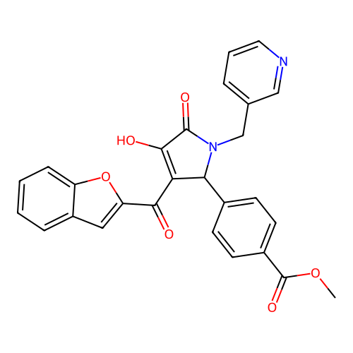 methyl 4-(3-(benzofuran-2-carbonyl)-4-hydroxy-5-oxo-1-(pyridin-3-ylmethyl)-2,5-dihydro-1H-pyrrol-2-yl)benzoate structure
