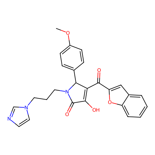 1-(3-(1H-imidazol-1-yl)propyl)-4-(benzofuran-2-carbonyl)-3-hydroxy-5-(4-methoxyphenyl)-1H-pyrrol-2(5H)-one structure