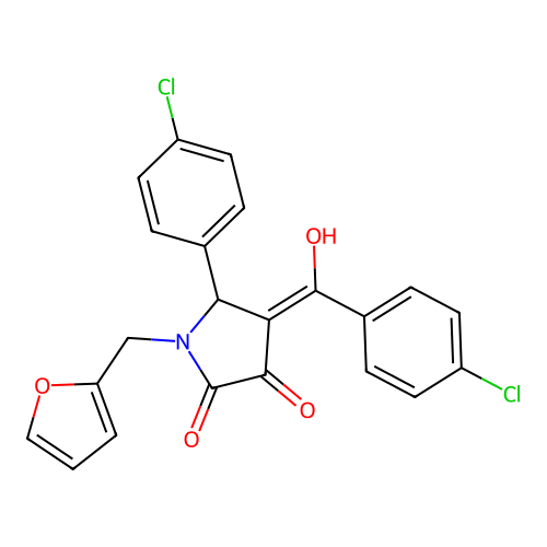 (4E)-5-(4-chlorophenyl)-4-[(4-chlorophenyl)(hydroxy)methylidene]-1-(furan-2-ylmethyl)pyrrolidine-2,3-dione structure