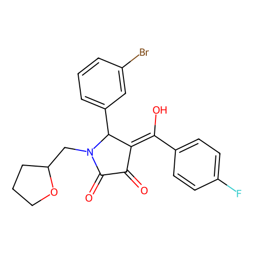 5-(3-bromophenyl)-4-(4-fluorobenzoyl)-3-hydroxy-1-[(oxolan-2-yl)methyl]-2,5-dihydro-1H-pyrrol-2-one structure