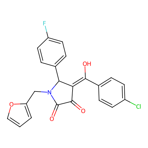 (4E)-4-[(4-chlorophenyl)(hydroxy)methylidene]-5-(4-fluorophenyl)-1-(furan-2-ylmethyl)pyrrolidine-2,3-dione structure