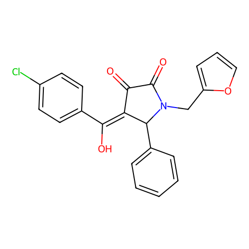 (4E)-4-[(4-chlorophenyl)(hydroxy)methylidene]-1-(furan-2-ylmethyl)-5-phenylpyrrolidine-2,3-dione structure