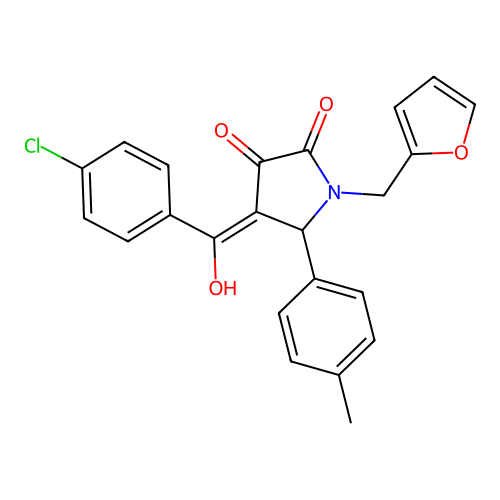 (4E)-4-[(4-chlorophenyl)(hydroxy)methylidene]-1-(furan-2-ylmethyl)-5-(4-methylphenyl)pyrrolidine-2,3-dione structure