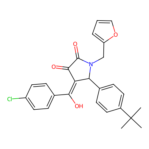 (4E)-5-(4-tert-butylphenyl)-4-[(4-chlorophenyl)(hydroxy)methylidene]-1-(furan-2-ylmethyl)pyrrolidine-2,3-dione structure