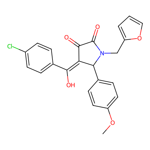 (4E)-4-[(4-chlorophenyl)(hydroxy)methylidene]-1-(furan-2-ylmethyl)-5-(4-methoxyphenyl)pyrrolidine-2,3-dione structure