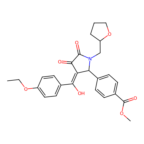 methyl 4-[3-(4-ethoxybenzoyl)-4-hydroxy-5-oxo-1-[(oxolan-2-yl)methyl]-2,5-dihydro-1H-pyrrol-2-yl]benzoate structure