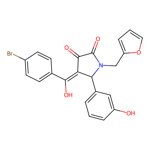 4-(4-bromobenzoyl)-1-[(furan-2-yl)methyl]-3-hydroxy-5-(3-hydroxyphenyl)-2,5-dihydro-1H-pyrrol-2-one structure