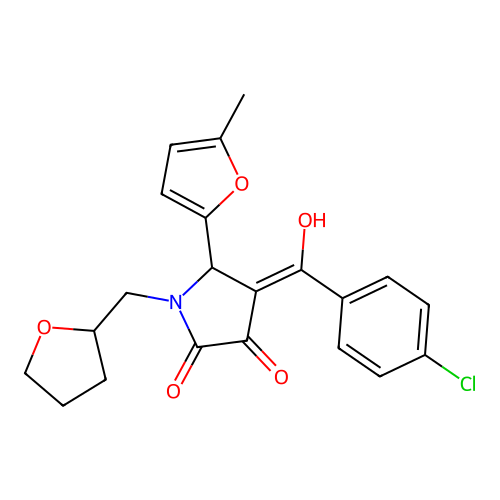 4-(4-chlorobenzoyl)-3-hydroxy-5-(5-methylfuran-2-yl)-1-[(oxolan-2-yl)methyl]-2,5-dihydro-1H-pyrrol-2-one structure