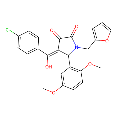 (4E)-4-[(4-chlorophenyl)(hydroxy)methylidene]-5-(2,5-dimethoxyphenyl)-1-(furan-2-ylmethyl)pyrrolidine-2,3-dione structure