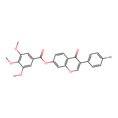 3-(4-bromophenyl)-4-oxo-4H-chromen-7-yl 3,4,5-trimethoxybenzoate structure