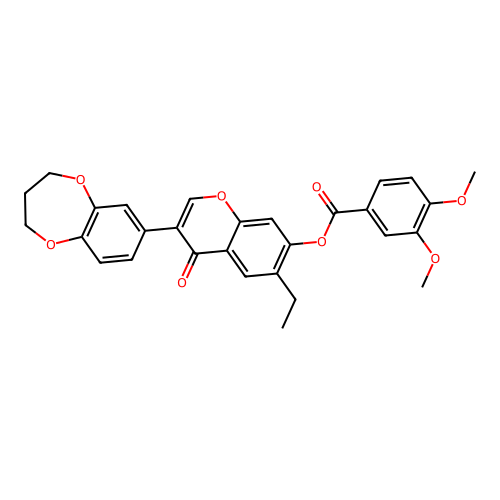 3-(3,4-dihydro-2H-1,5-benzodioxepin-7-yl)-6-ethyl-4-oxo-4H-chromen-7-yl 3,4-dimethoxybenzoate structure