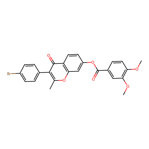3-(4-bromophenyl)-2-methyl-4-oxo-4H-chromen-7-yl 3,4-dimethoxybenzoate structure