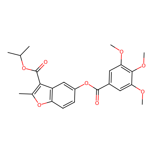 2-methyl-3-[(methylethyl)oxycarbonyl]benzo[b]furan-5-yl 3,4,5-trimethoxybenzoa te structure