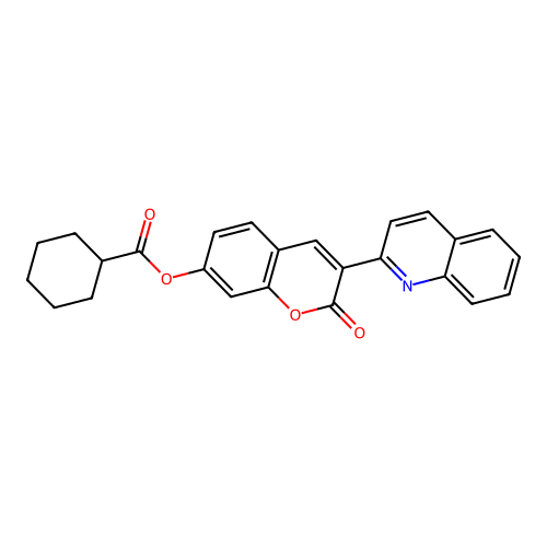 2-oxo-3-(quinolin-2-yl)-2H-chromen-7-yl cyclohexanecarboxylate structure