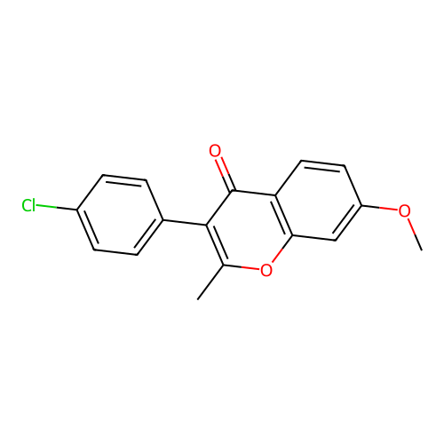 3-(4-chlorophenyl)-7-methoxy-2-methyl-4H-chromen-4-one structure