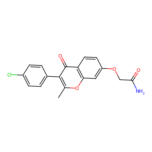 2-[3-(4-Chlorophenyl)-2-methyl-4-oxochromen-7-yloxy]acetamide structure