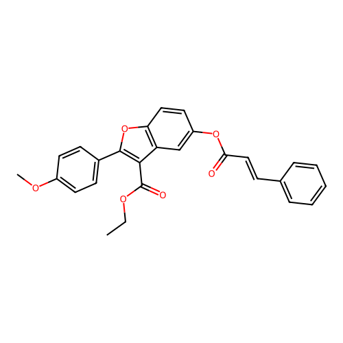 (E)-ethyl 5-(cinnamoyloxy)-2-(4-methoxyphenyl)benzofuran-3-carboxylate structure