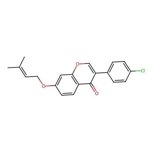 3-(4-chlorophenyl)-7-((3-methylbut-2-en-1-yl)oxy)-4H-chromen-4-one structure