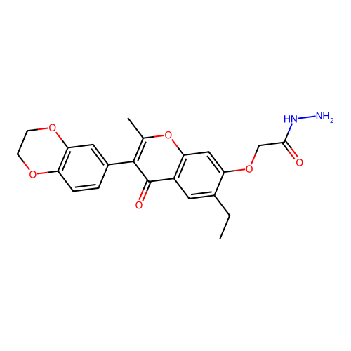 3-(2H,3H-benzo[3,4-e]1,4-dioxan-6-yl)-6-ethyl-7-(???methoxy)-2-methylchromen-4 -one structure