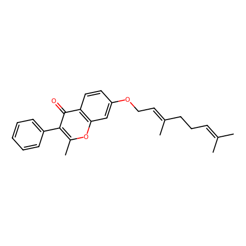 7-{[(2E)-3,7-dimethylocta-2,6-dien-1-yl]oxy}-2-methyl-3-phenyl-4H-chromen-4-one structure
