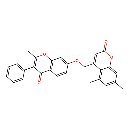 5,7-Dimethyl-4-[(2-methyl-4-oxo-3-phenylchromen-7-yloxy)methyl]chromen-2-one structure