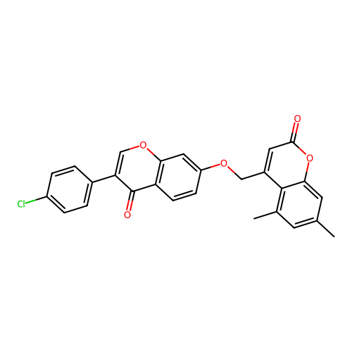 4-{[3-(4-Chlorophenyl)-4-oxochromen-7-yloxy]methyl}-5,7-dimethylchromen-2-one structure