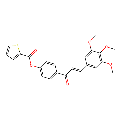 4-[(2E)-3-(3,4,5-trimethoxyphenyl)prop-2-enoyl]phenyl thiophene-2-carboxylate structure