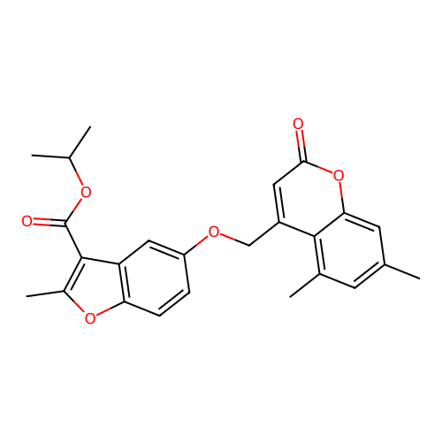 propan-2-yl 5-[(5,7-dimethyl-2-oxo-2H-chromen-4-yl)methoxy]-2-methyl-1-benzofuran-3-carboxylate structure