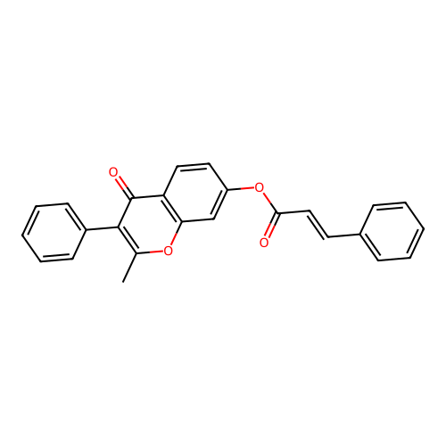 2-methyl-4-oxo-3-phenylchromen-7-yl (2E)-3-phenylprop-2-enoate structure